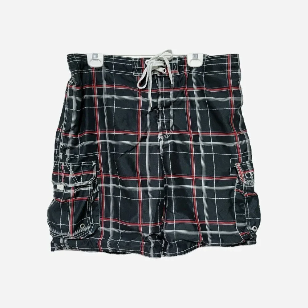 OP Ocean Pacific Swim Trunks Board Shorts XL Mens Black Red Swimwear Cargo